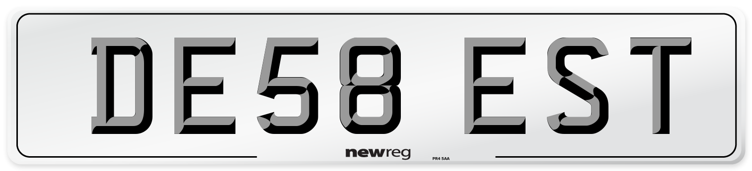 DE58 EST Number Plate from New Reg